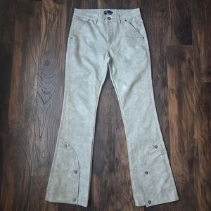 High-Rise Flare Jeans in Light Taupe